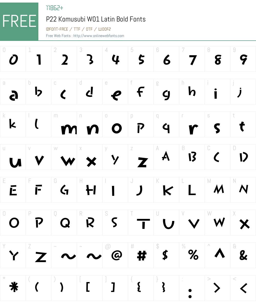 P22KomusubiW01-LatinBold Font Screenshots