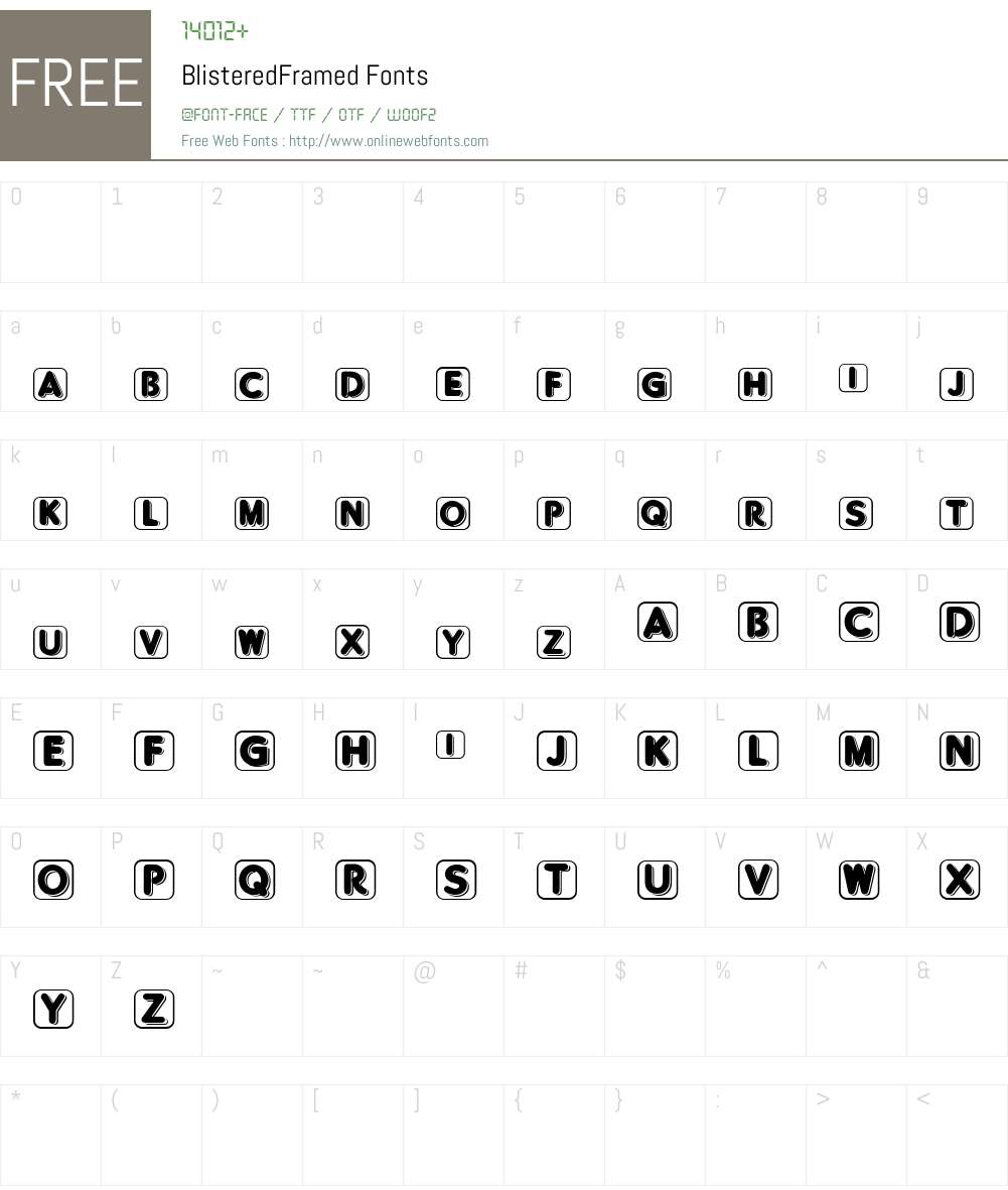 BlisteredFramed Font Screenshots