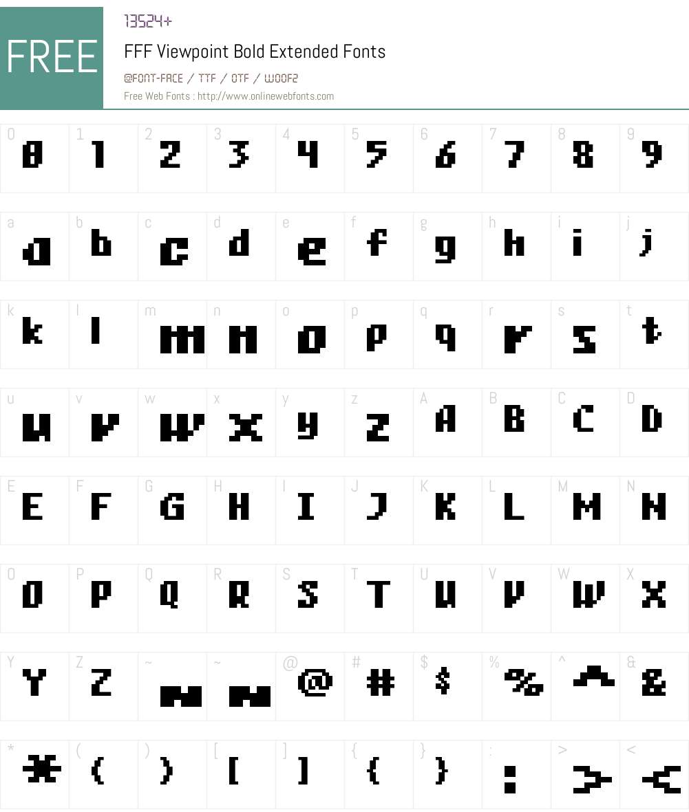 FFF Viewpoint Bold Extended Font Screenshots