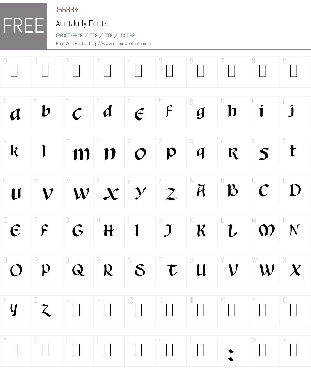 AuntJudy Font Screenshots