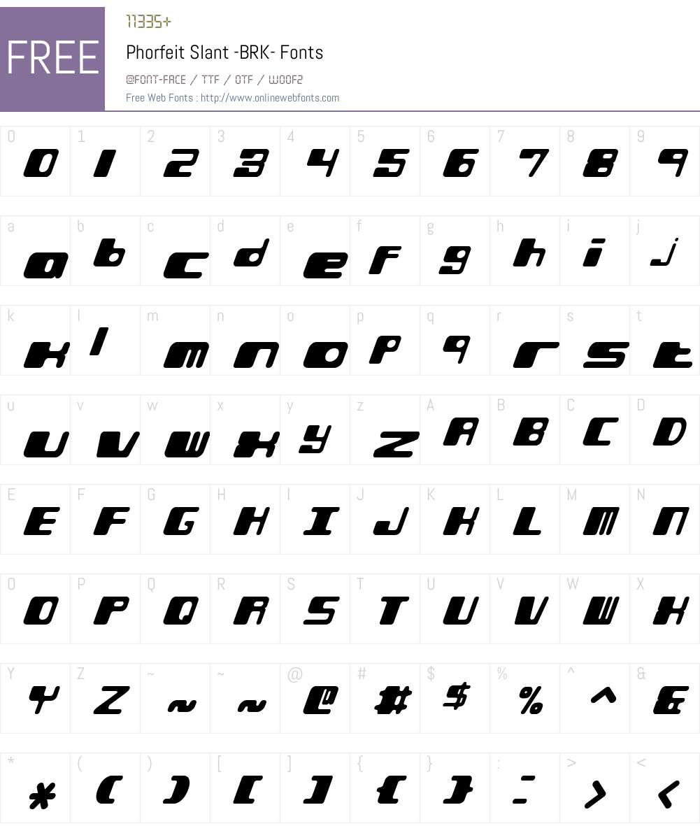 Phorfeit Slant (BRK) Font Screenshots