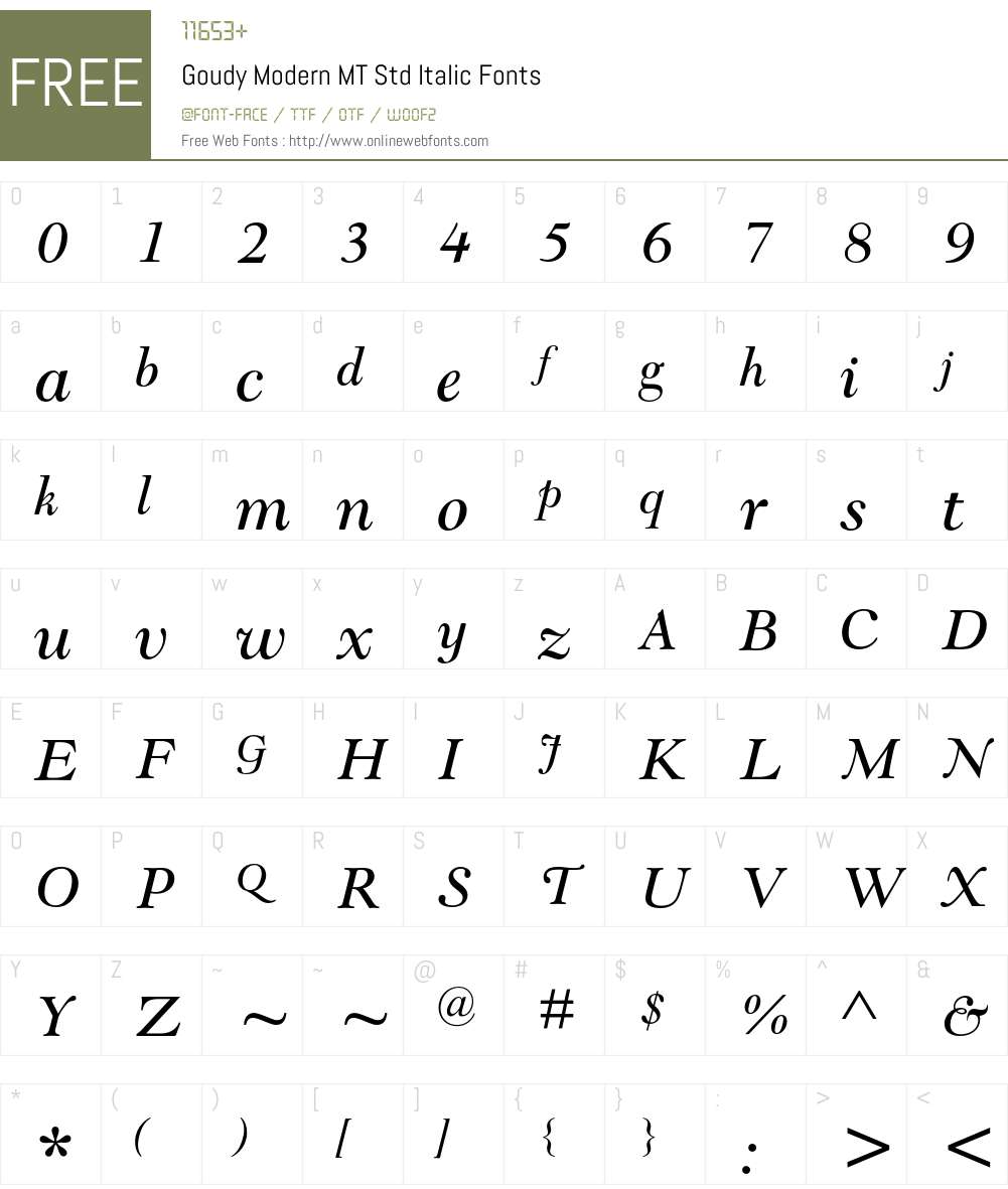 Goudy Modern MT Std Font Screenshots