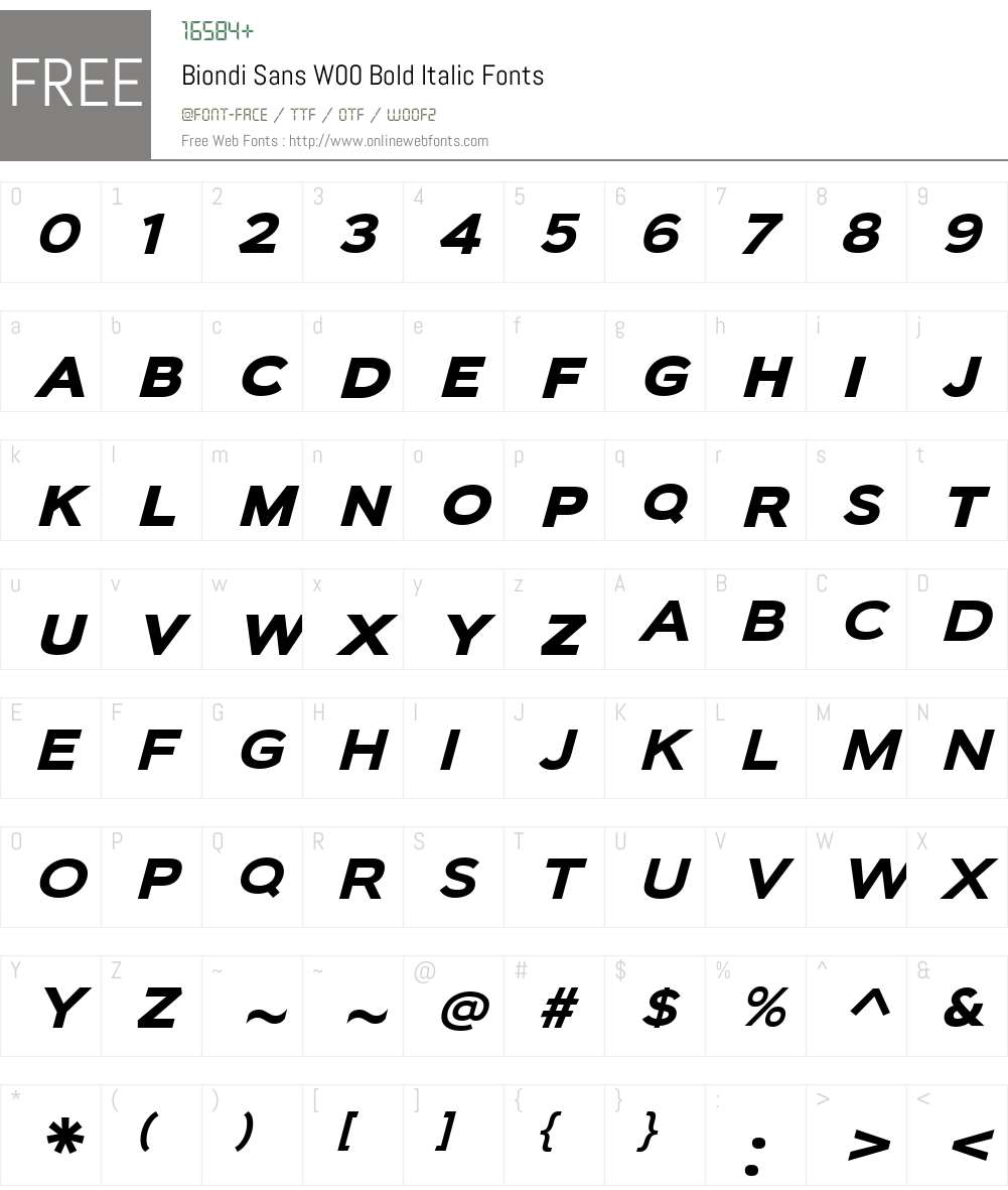 BiondiSansW00-BoldItalic Font Screenshots