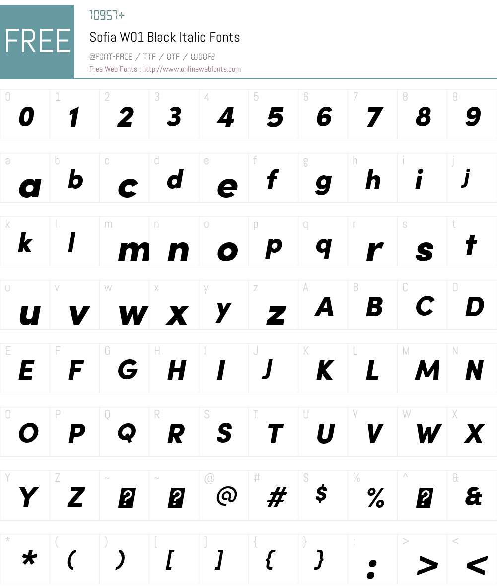 SofiaW01-BlackItalic Font Screenshots