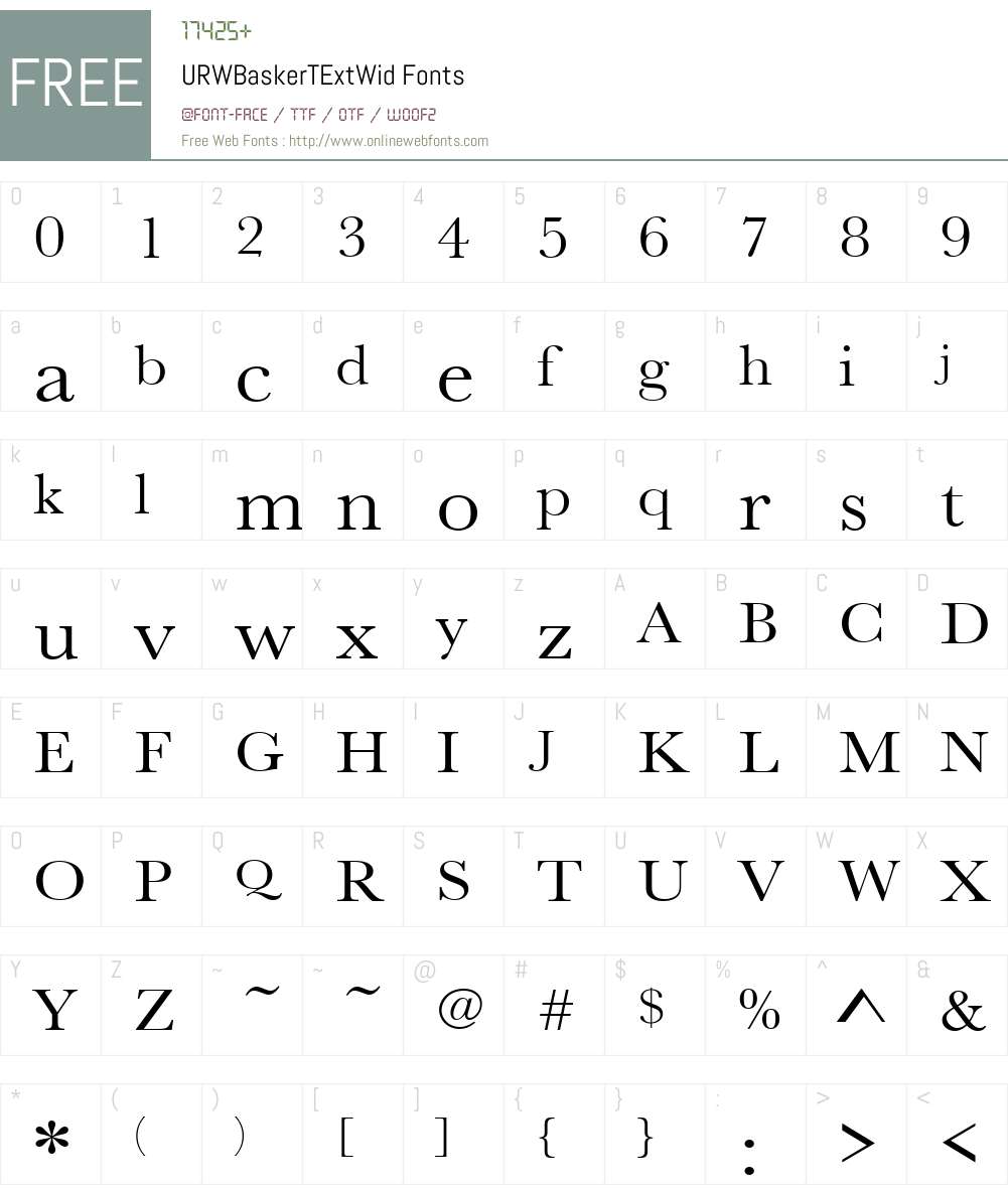 URWBaskerTExtWid Font Screenshots