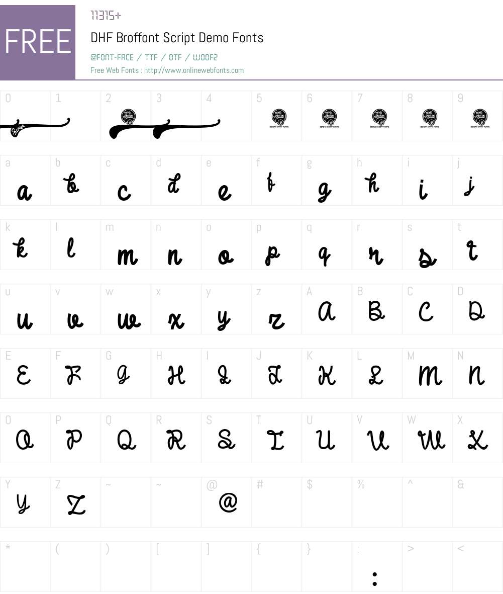 DHF Broffont Script Demo Font Screenshots