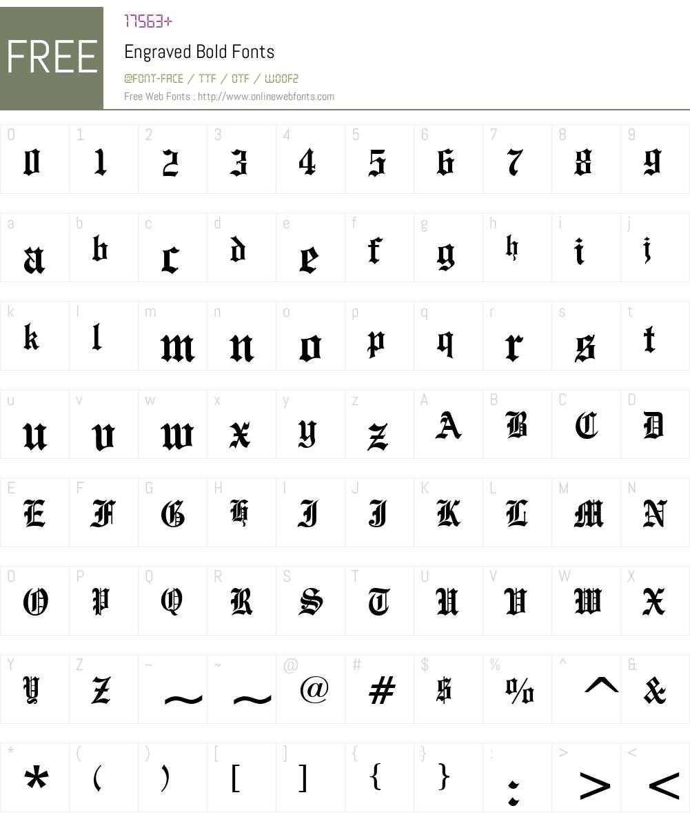 Engraved Font Screenshots
