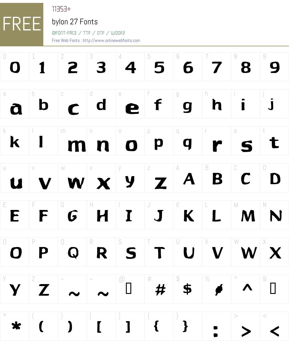 bylon 27 Font Screenshots