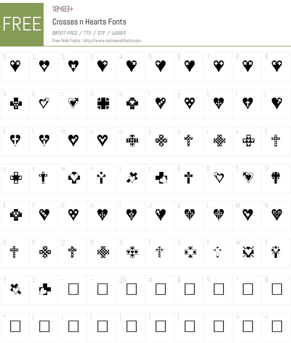 Crosses n Hearts Font Screenshots