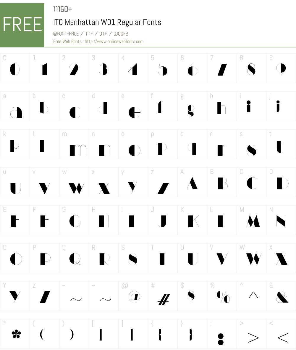 ITCManhattanW01-Regular Font Screenshots