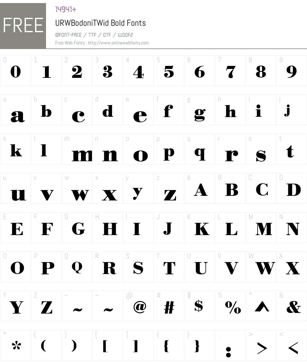URWBodoniTWid Font Screenshots