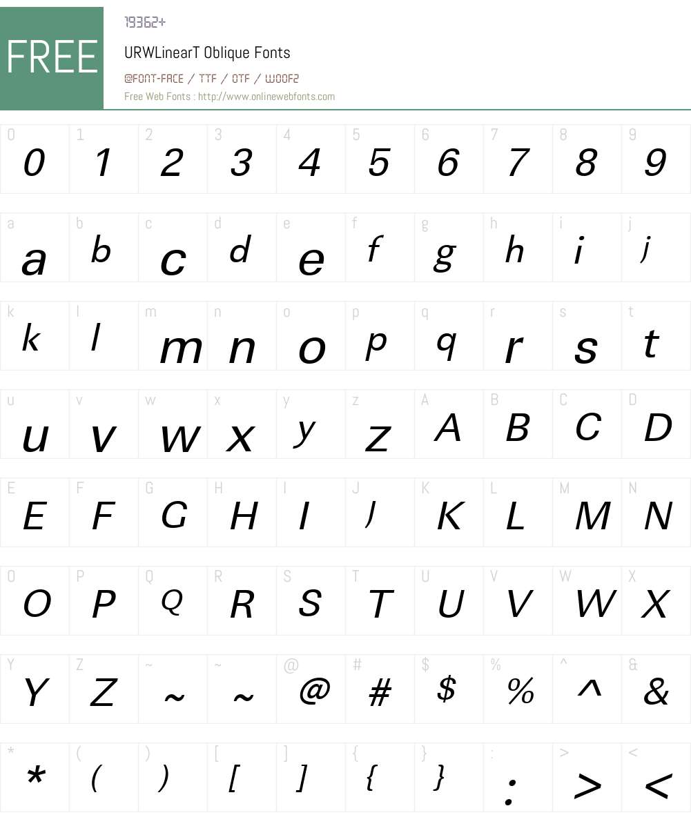 URWLinearT Font Screenshots