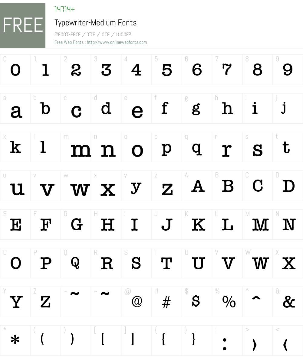Typewriter-Medium Font Screenshots