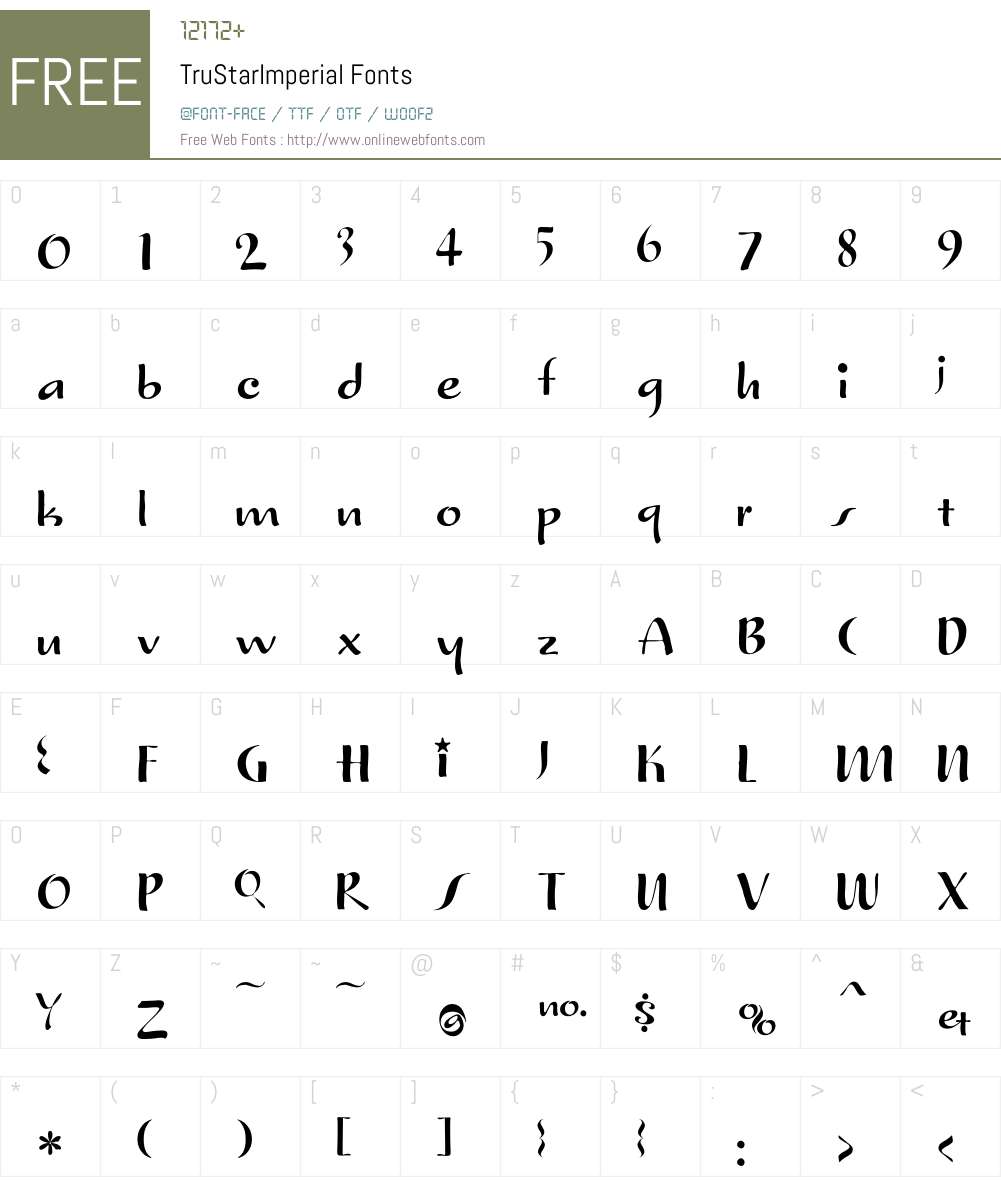 TruStar Font Screenshots