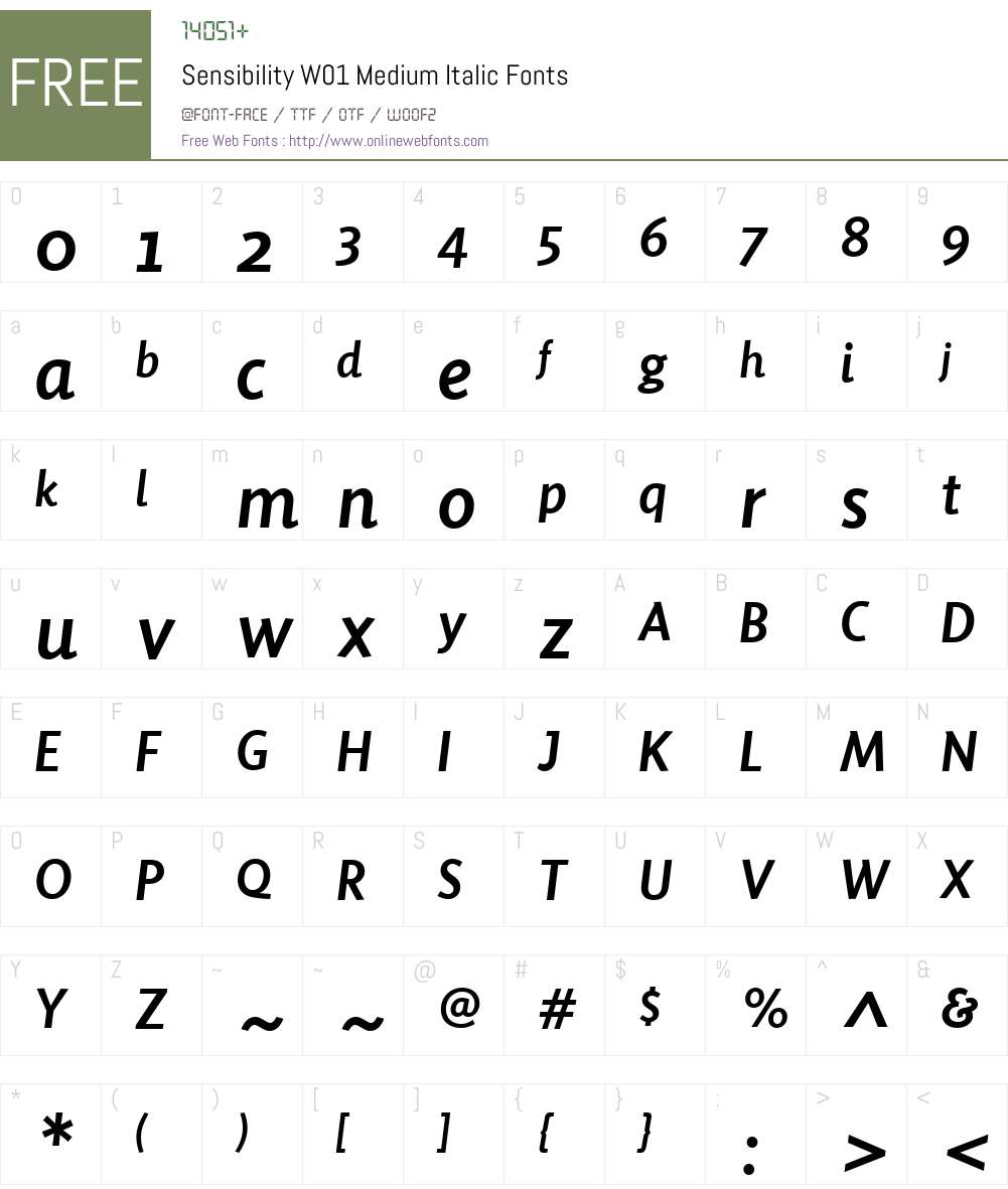 SensibilityW01-MediumItalic Font Screenshots