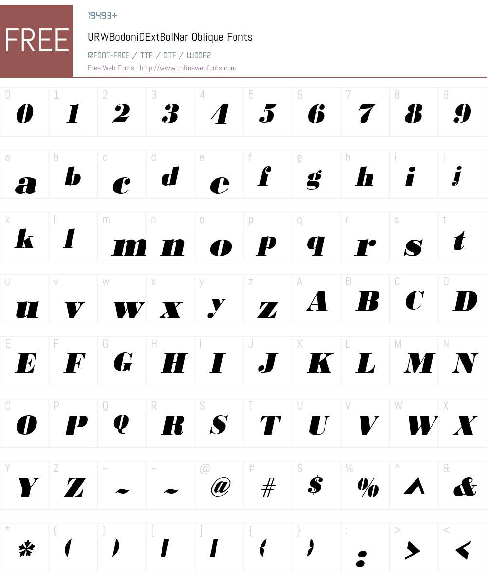 URWBodoniDExtBolNar Font Screenshots