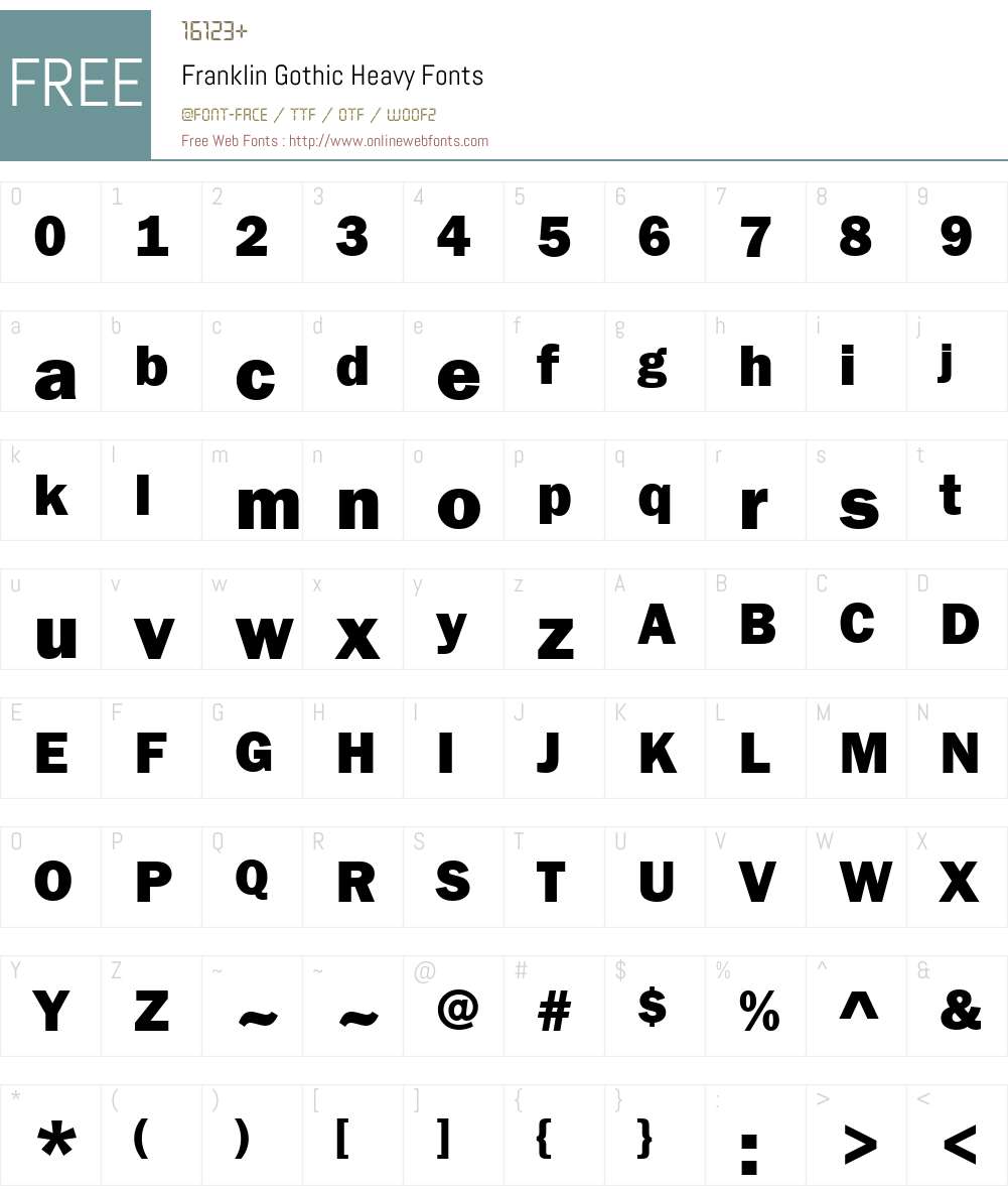 Franklin Gothic Heavy Font Screenshots