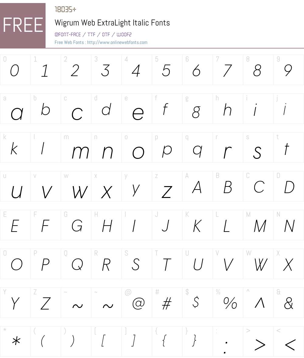 Wigrum Web ExtraLight Font Screenshots