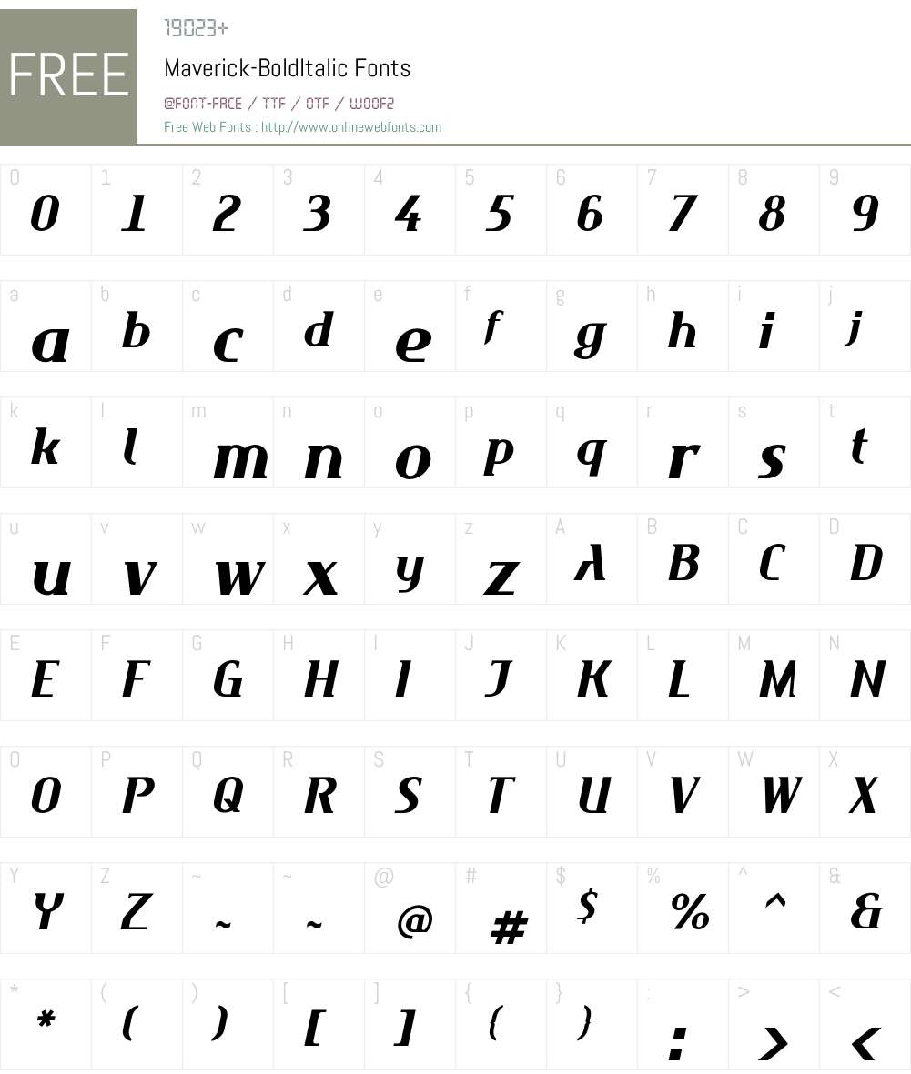 Maverick Font Screenshots