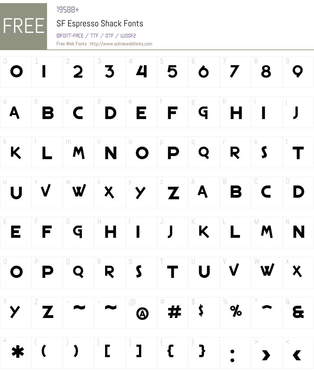 SF Espresso Shack Font Screenshots