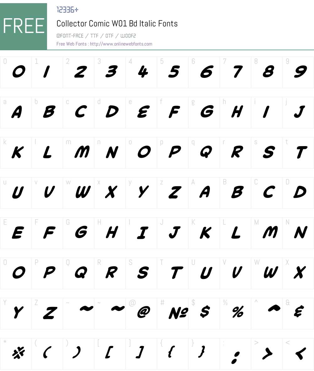 CollectorComicW01-BdItalic Font Screenshots