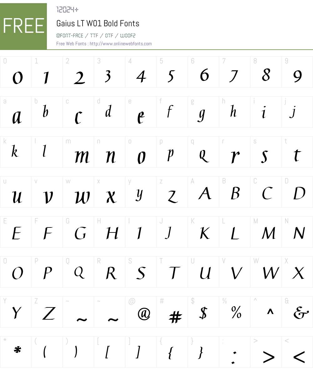 GaiusLTW01-Bold Font Screenshots