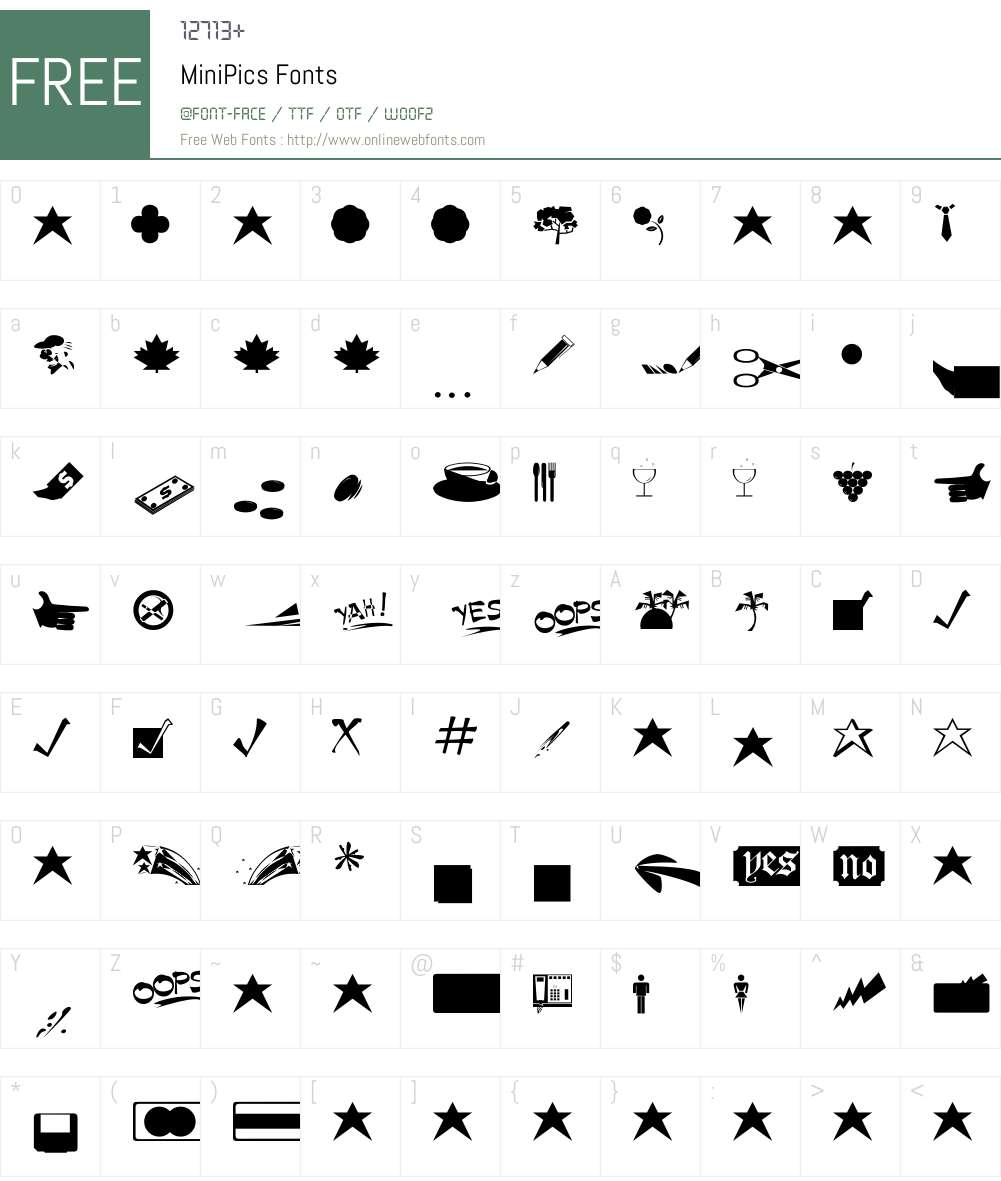 MiniPics Font Screenshots