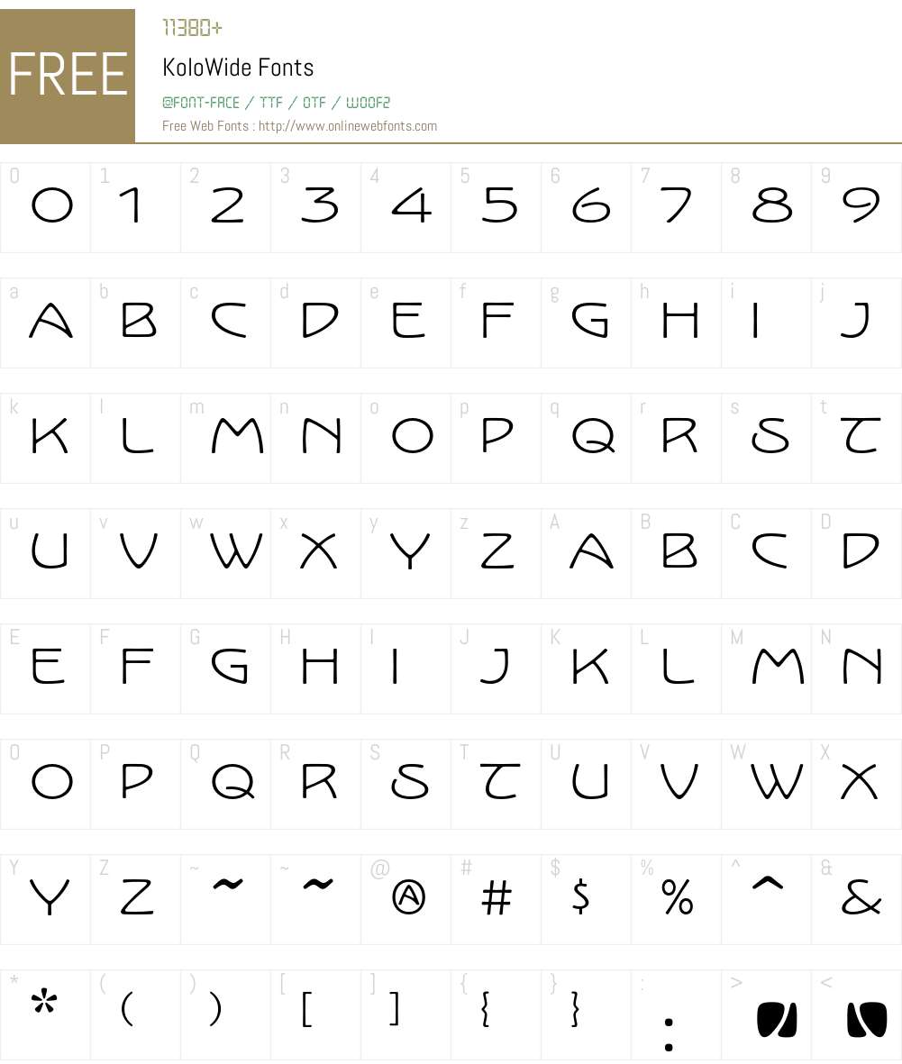 KoloWide Font Screenshots