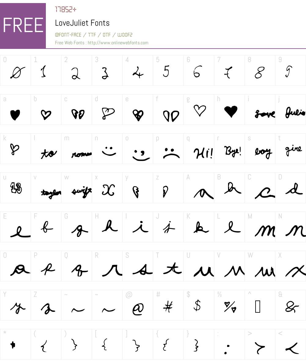 LoveJuliet Font Screenshots