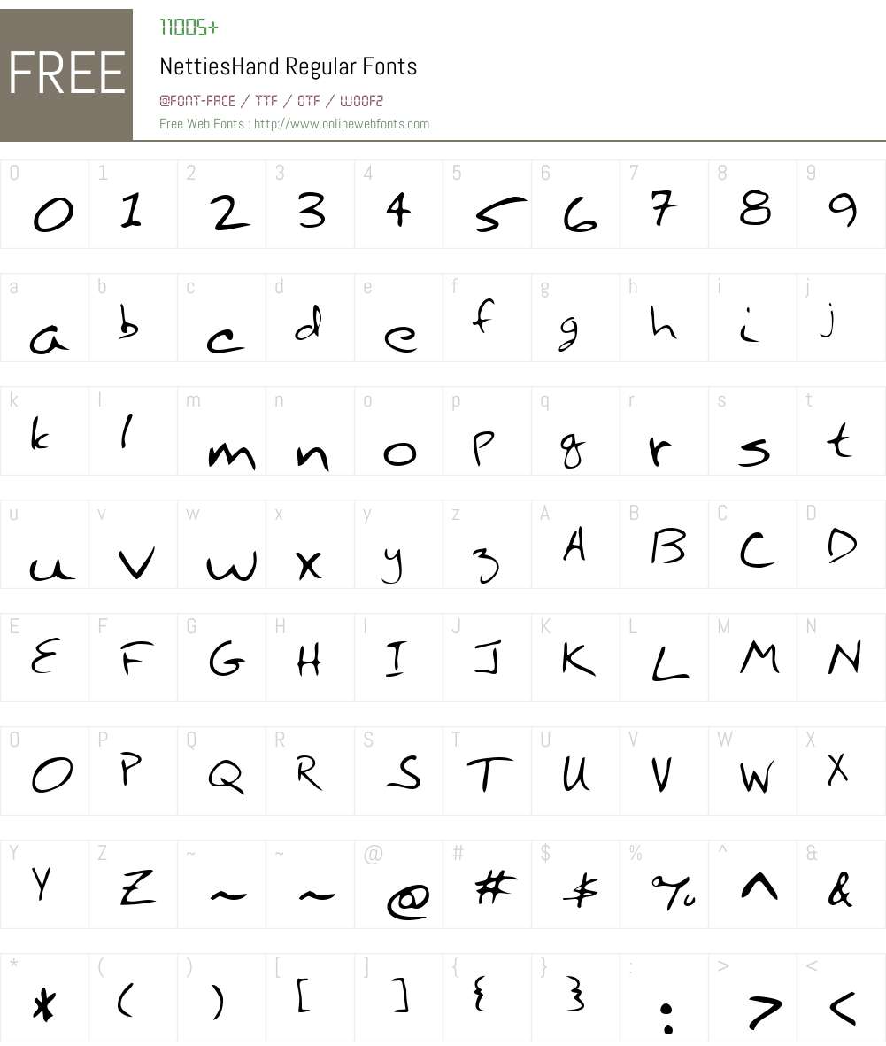 NettiesHand Font Screenshots