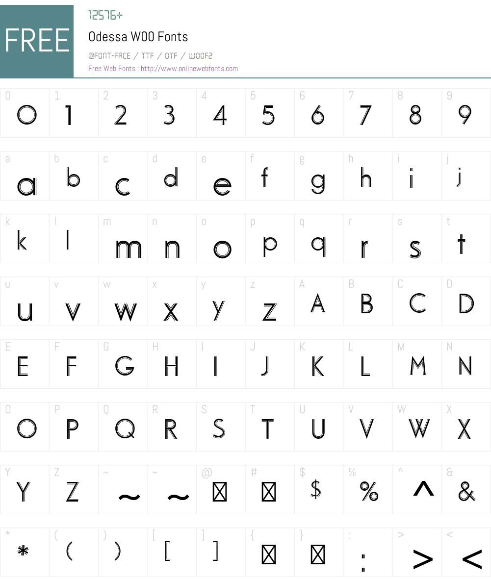 OdessaW00 Font Screenshots