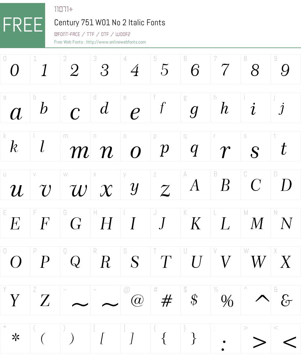 Century751W01-No2Italic Font Screenshots