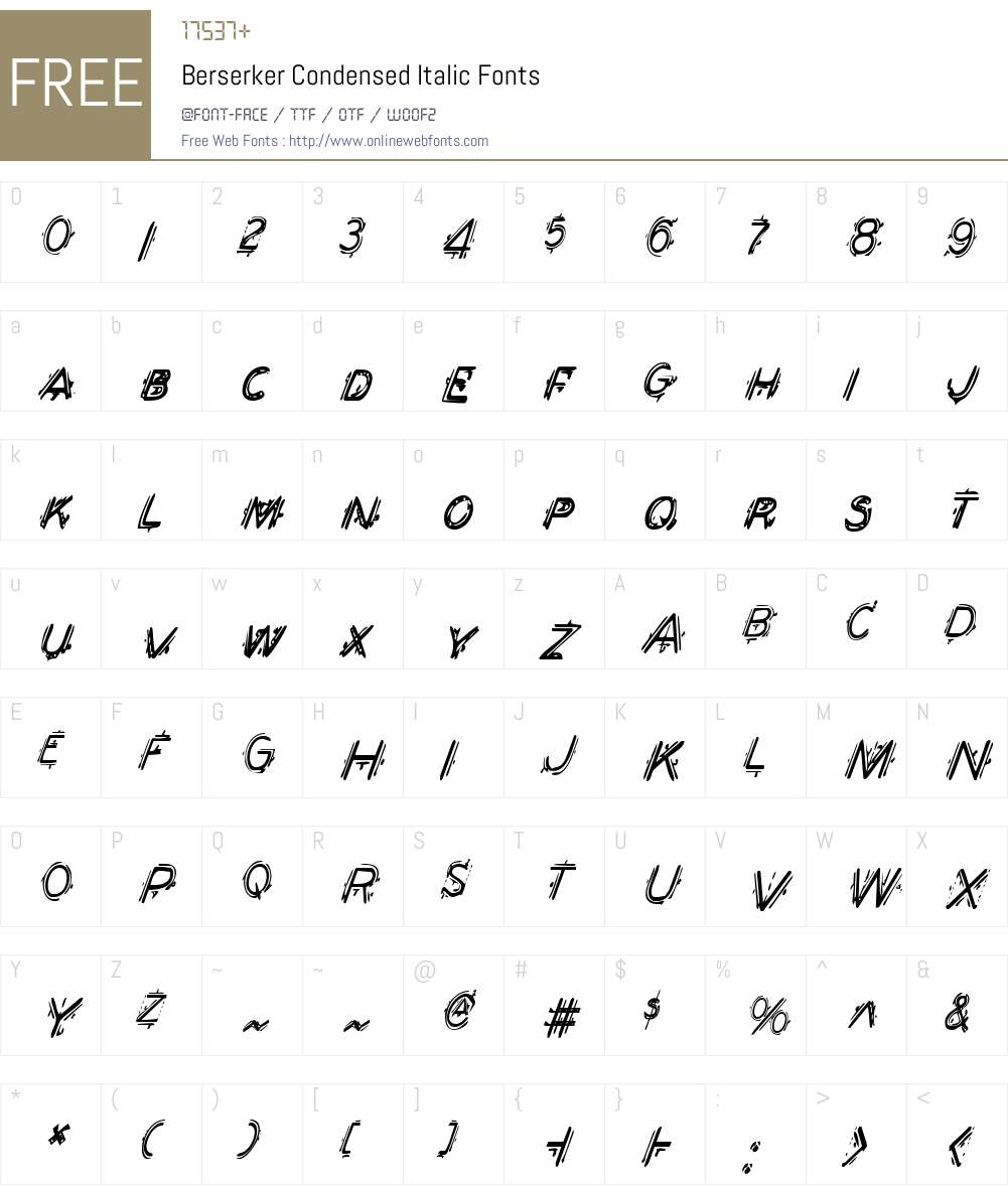 Berserker Condensed Italic Font Screenshots