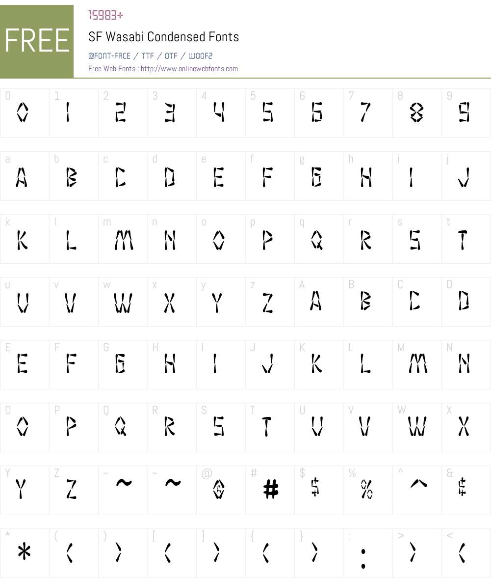 SF Wasabi Condensed Font Screenshots