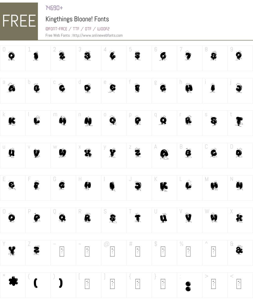 Kingthings Bloone! Font Screenshots