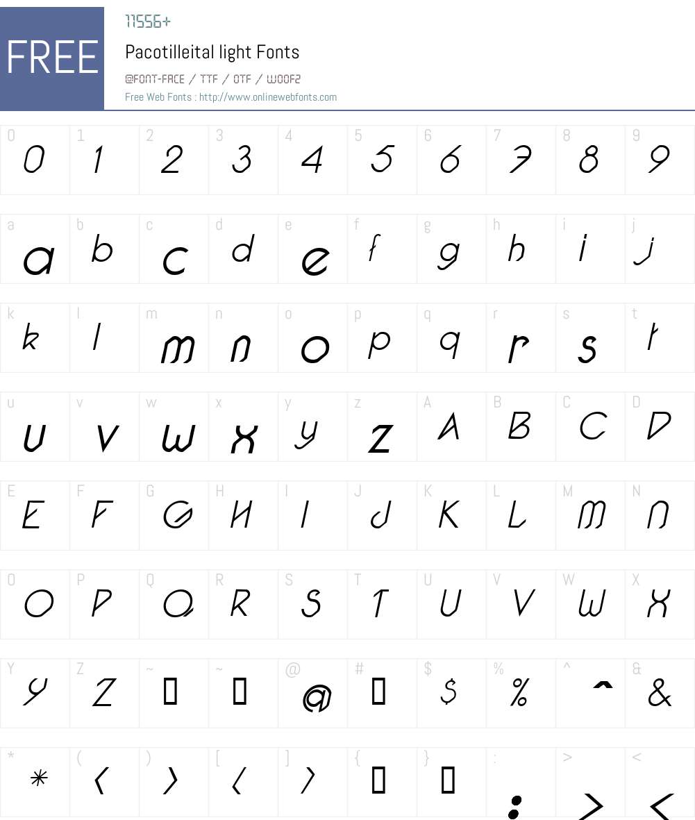 Pacotilleital Font Screenshots