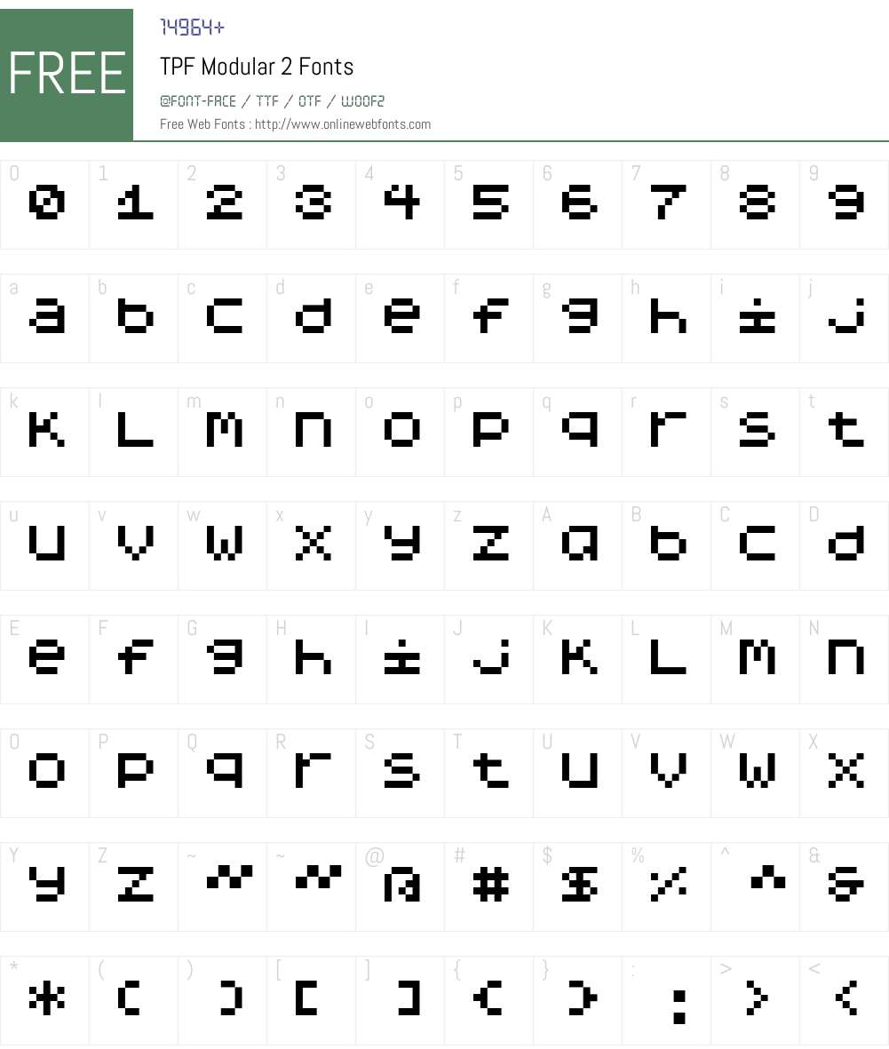 TPF Modular 2 Font Screenshots