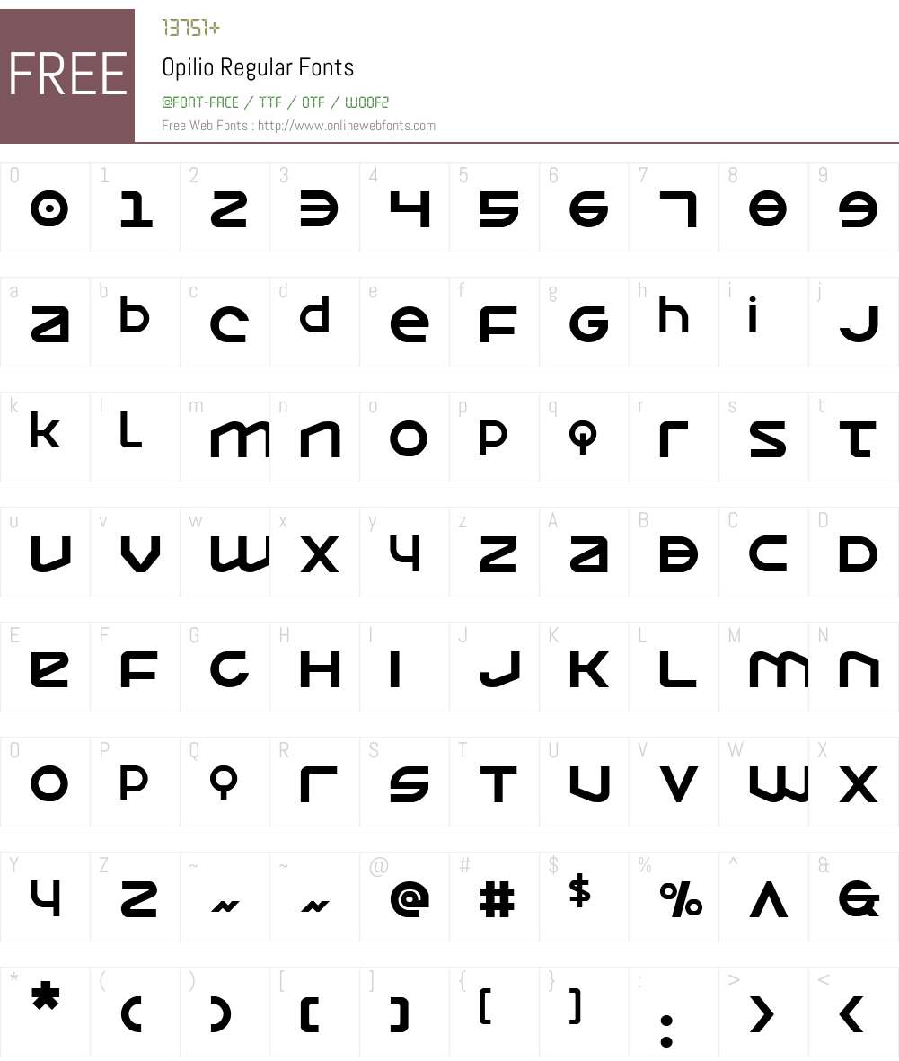 Opilio Font Screenshots