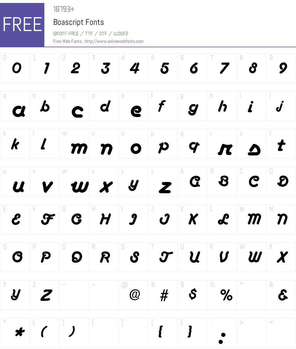 Boascript Font Screenshots