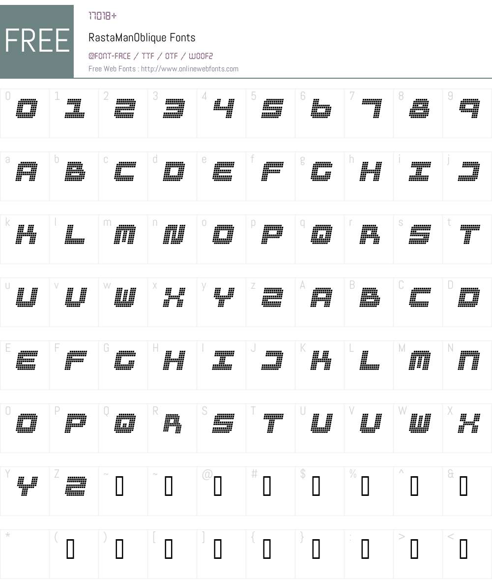 RastaManOblique Font Screenshots