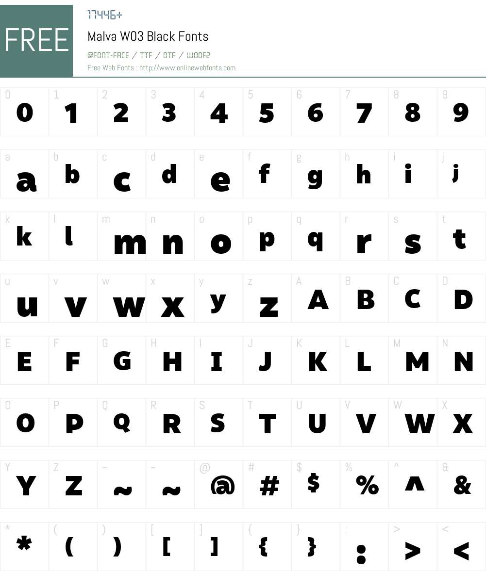 Malva Font Screenshots
