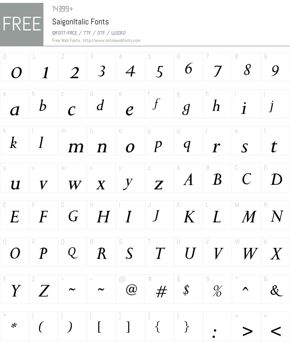 SaigonItalic Font Screenshots
