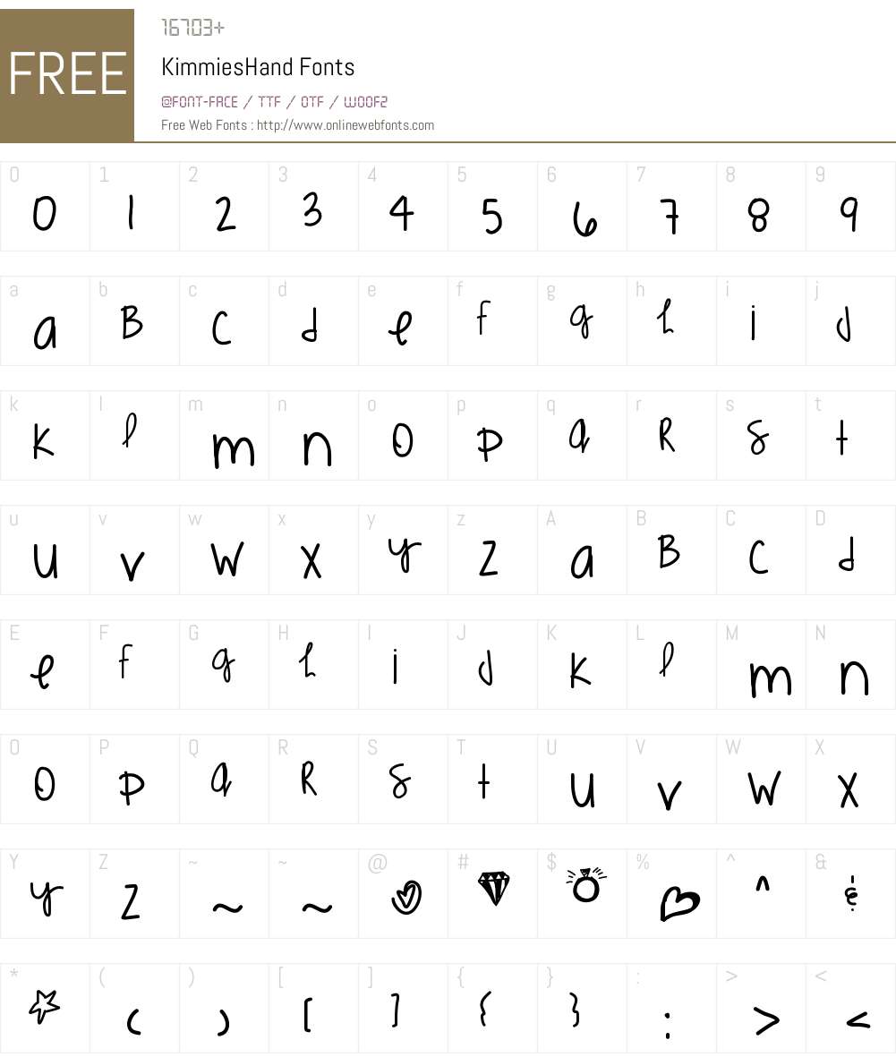KimmiesHand Font Screenshots