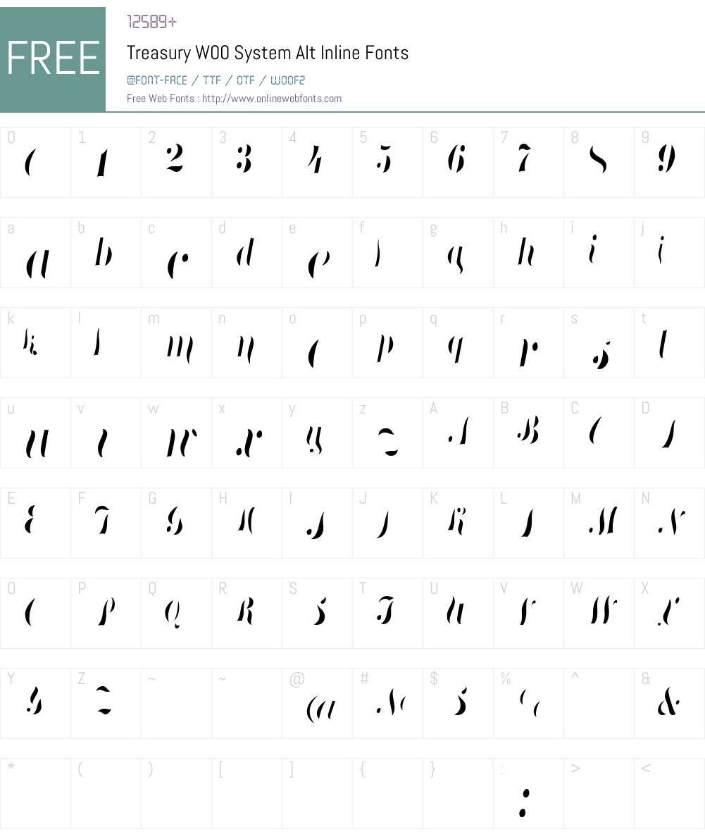 TreasuryW00-SystemAltInline Font Screenshots