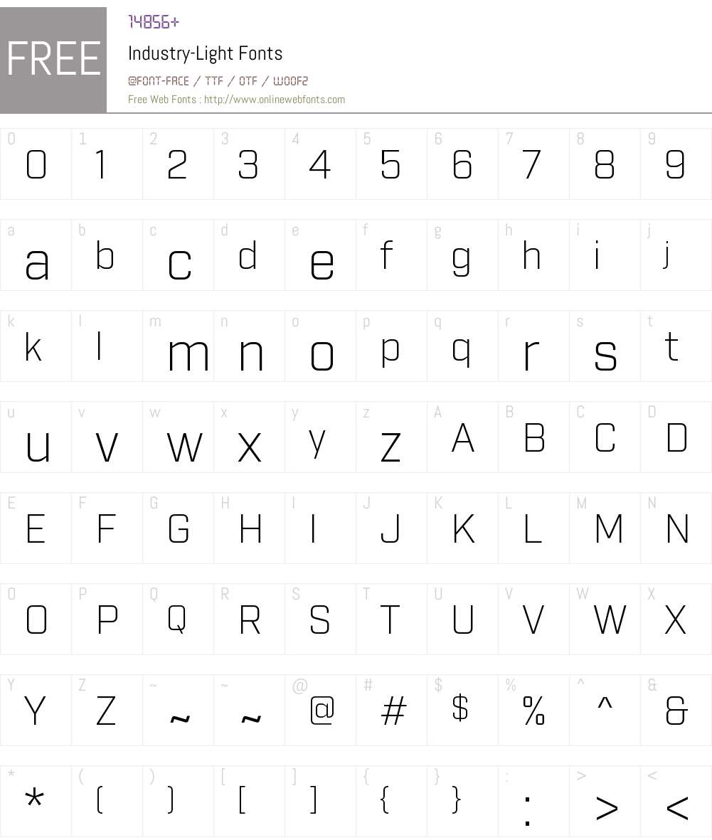 Industry Light Font Screenshots