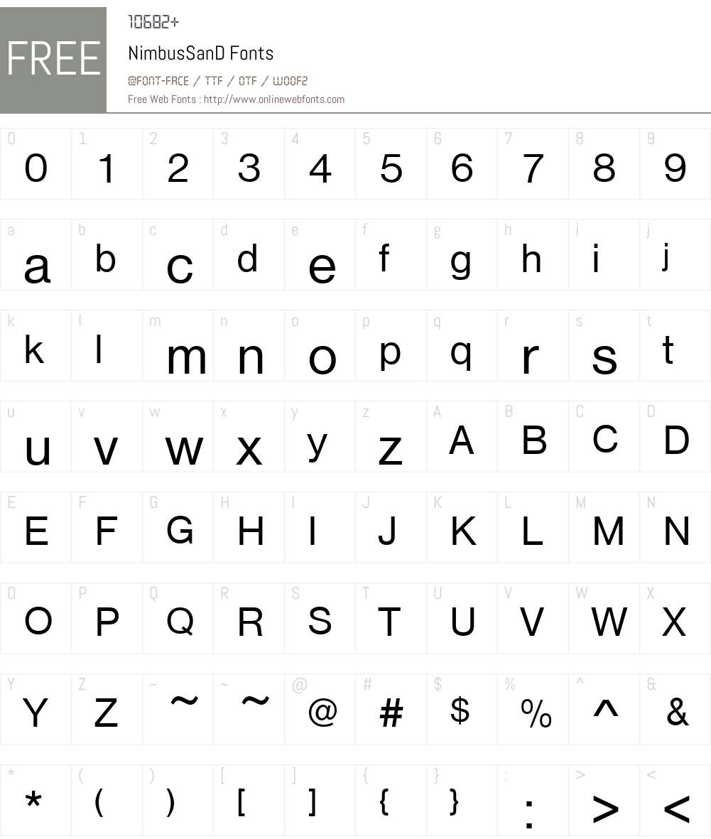 NimbusSanD Font Screenshots