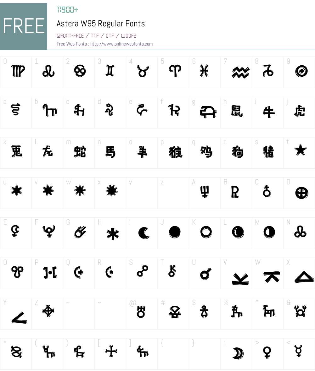 AsteraW95-Regular Font Screenshots