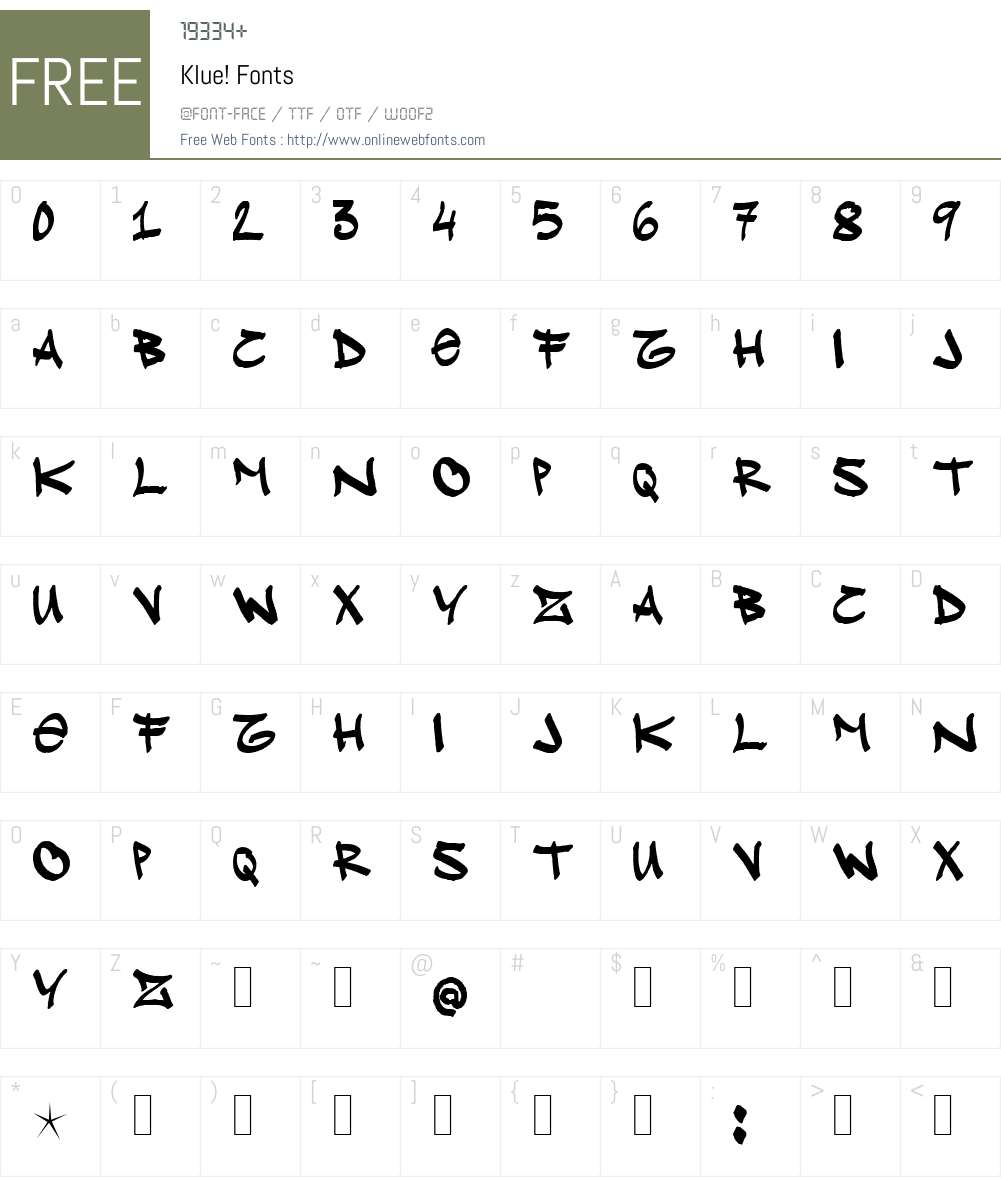 Klue! Font Screenshots