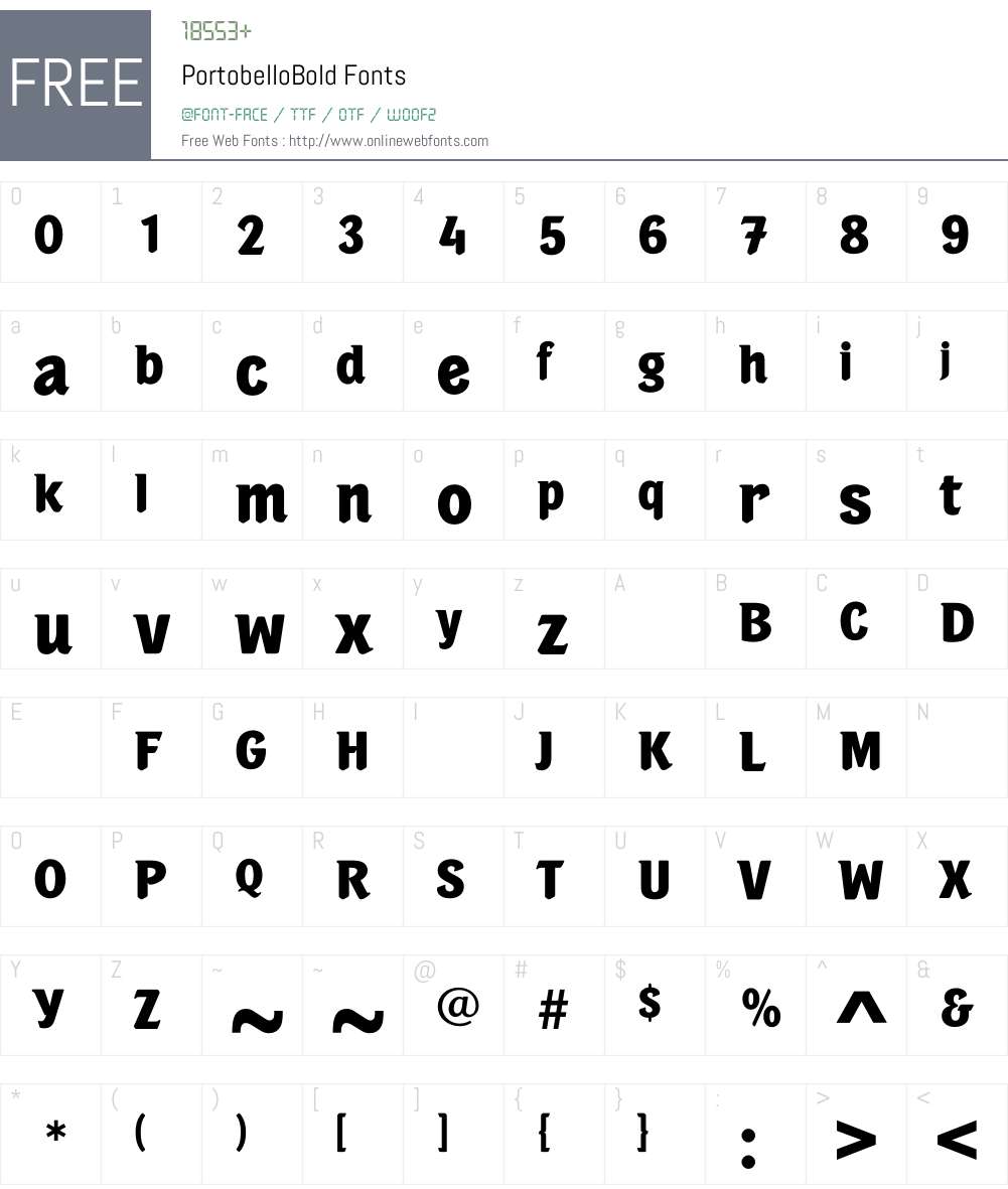 PortobelloBold Font Screenshots
