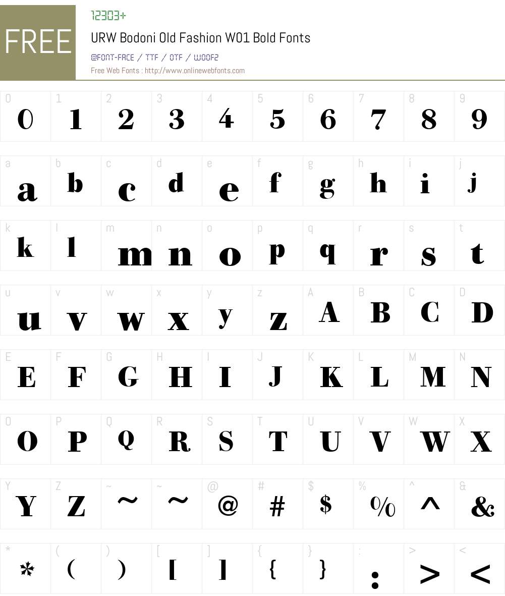URWBodoniOldFashionW01-Bold Font Screenshots